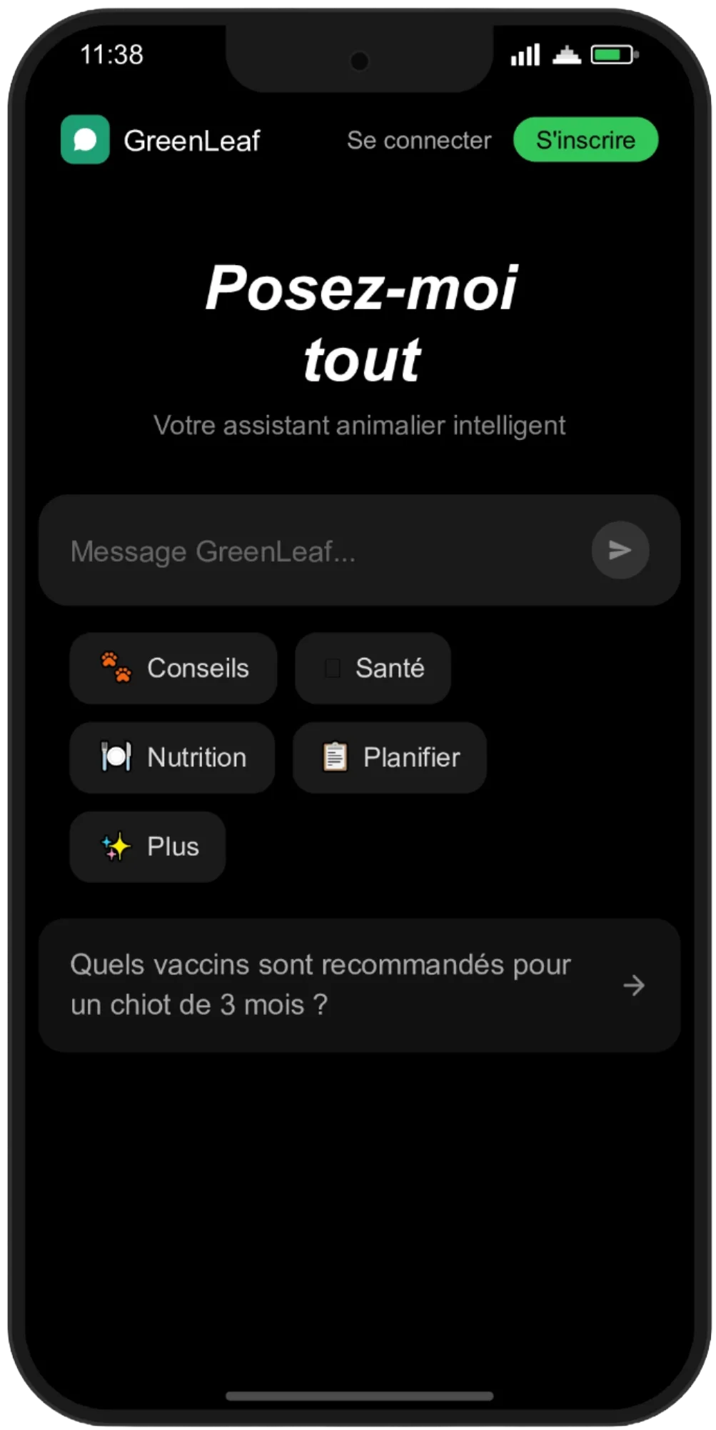 GreenLeaf Chatbot iPhone Mockup